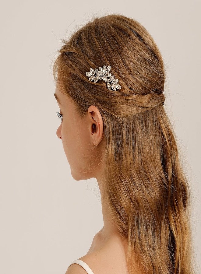 Artmiss Wedding Hair Barrettes Flower Crystal Hair Pins Silver Hair Accessories for Women Brides - Image 4